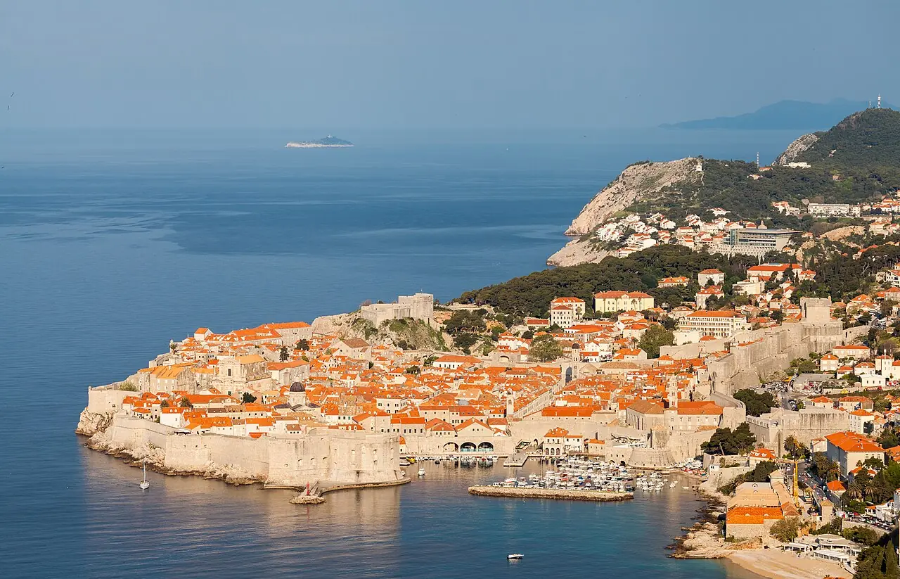 Early morning view of the Old Town of Dubrovnik and its city walls , an UNESCO Heritage Site since 1979. The former Republic of Ragusa was a
