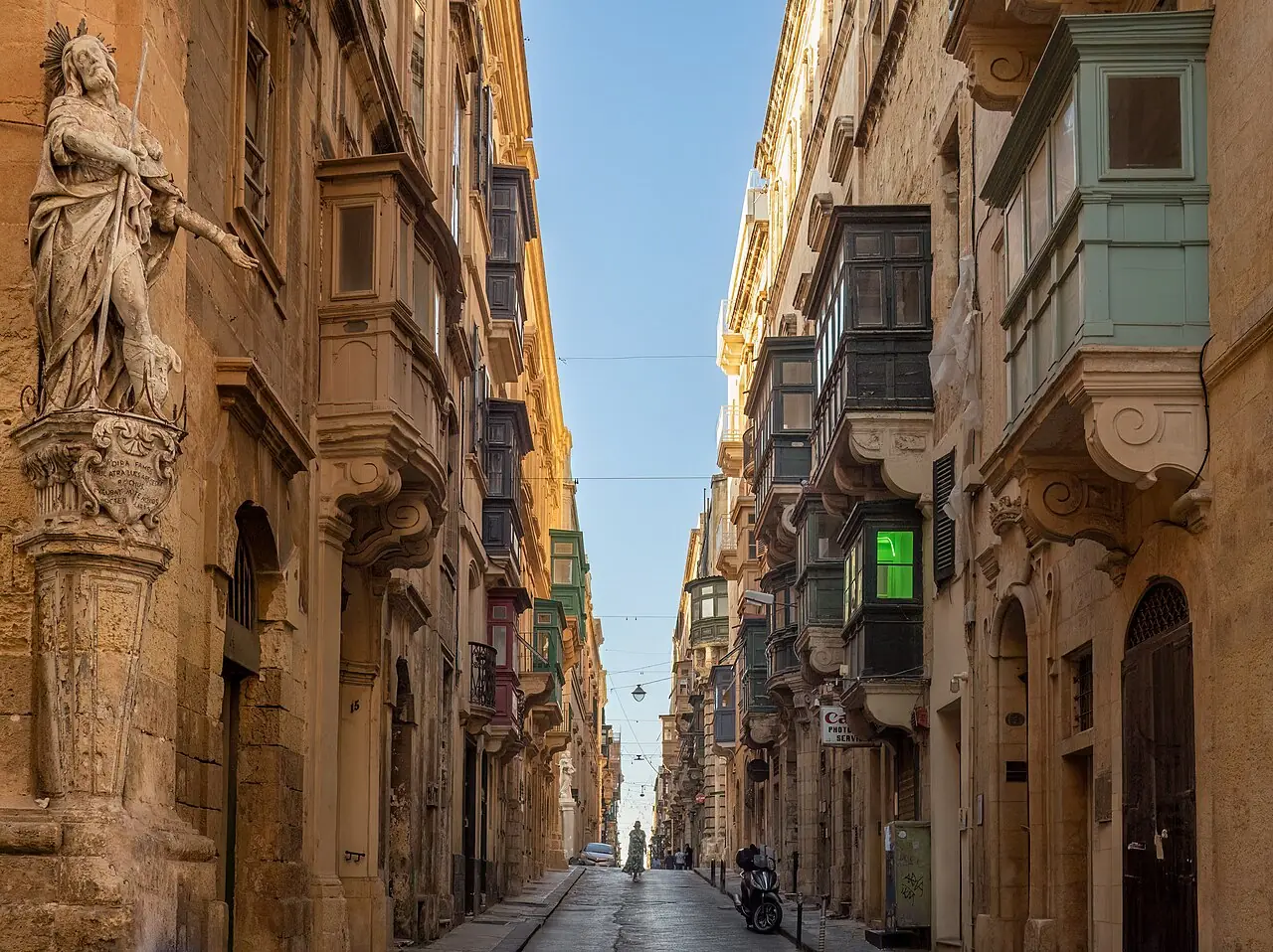 Saint Christopher Street at Ursula Street in Valletta - statue of St. Roque